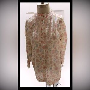 NEW VTG Barbizon SleepShirt Pink Flower Ruffle Cottage ShabbyChic Nightgown 4s